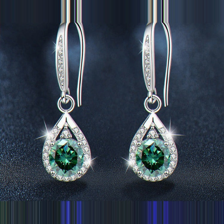 Boucles Goutte moissanite verte, la paire, argent 925