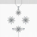 Parure Tournesol Kouchta — collier, puces et bague, moissanite, argent 925