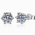 Kouchta — Puces six griffes classiques, moissanites 0,30 à 3 ct, argent 925, or blanc 18K