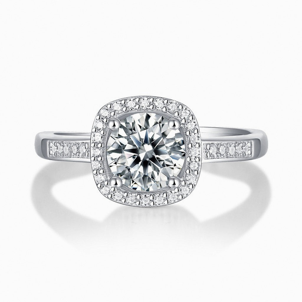 Bague halo carré ouverte vue de face