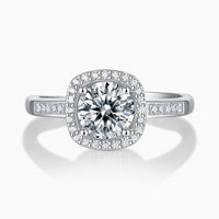 Bague halo carré ouverte vue de face