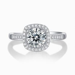 Bague halo carré ouverte vue de face