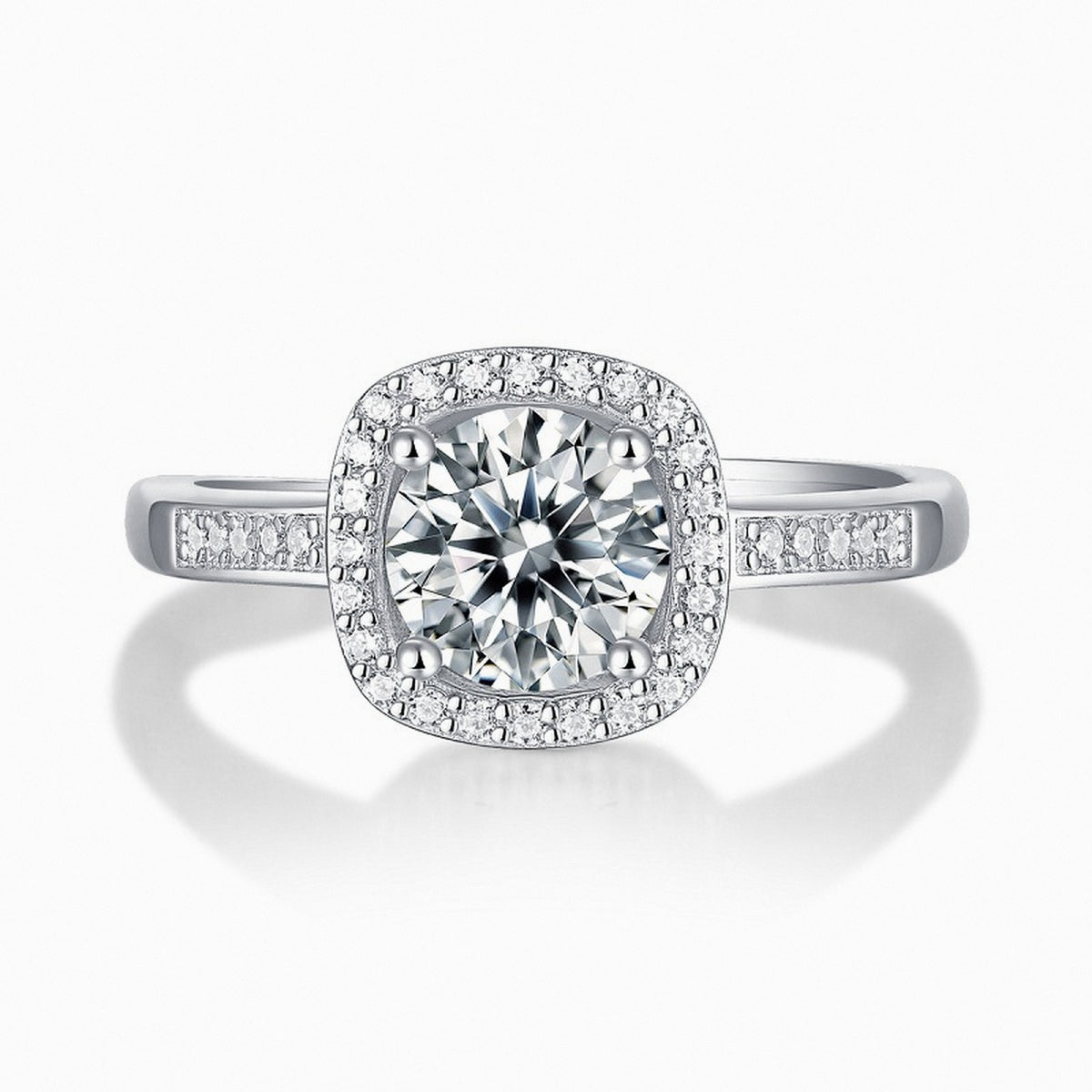 Bague halo carré ouverte vue de face
