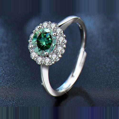 Bague Goutte Kouchta — moissanite verte, argent 925
