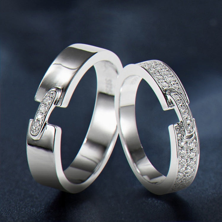 Kouchta Alliance Duo Lien Éternel : les deux modèles femme et homme, pont pavé de moissanites, argent 925 or blanc 18K