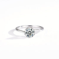 Kouchta — Solitaire six griffes flocon, moissanite 1 carat, argent 925 or blanc 18K