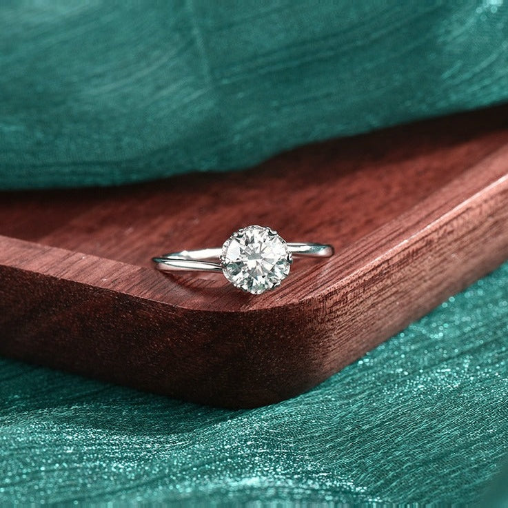 Kouchta — Solitaire six griffes flocon, moissanite 1 ct, argent 925, tailles 5-8