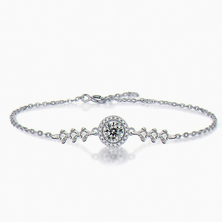 Kouchta — Bracelet Étoile, moissanite et pavé, argent 925, or blanc 18K