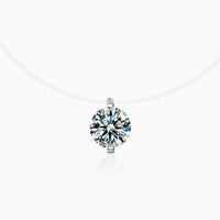 Collier solitaire sur fil invisible, carte blanche studio