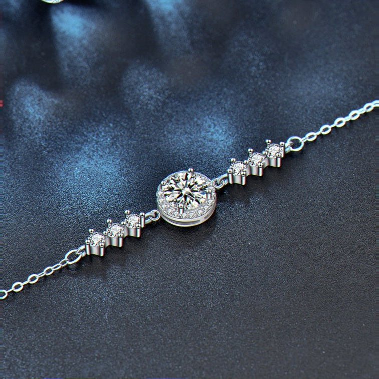 Kouchta — Bracelet Étoile, moissanite et pavé, argent 925, or blanc 18K
