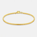 Kouchta Tennis Fine Dorée : chaîne maille carrée or jaune 18K sur argent 925, station moissanite au fermoir