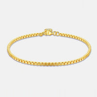 Kouchta Tennis Fine Dorée : chaîne maille carrée or jaune 18K sur argent 925, station moissanite au fermoir