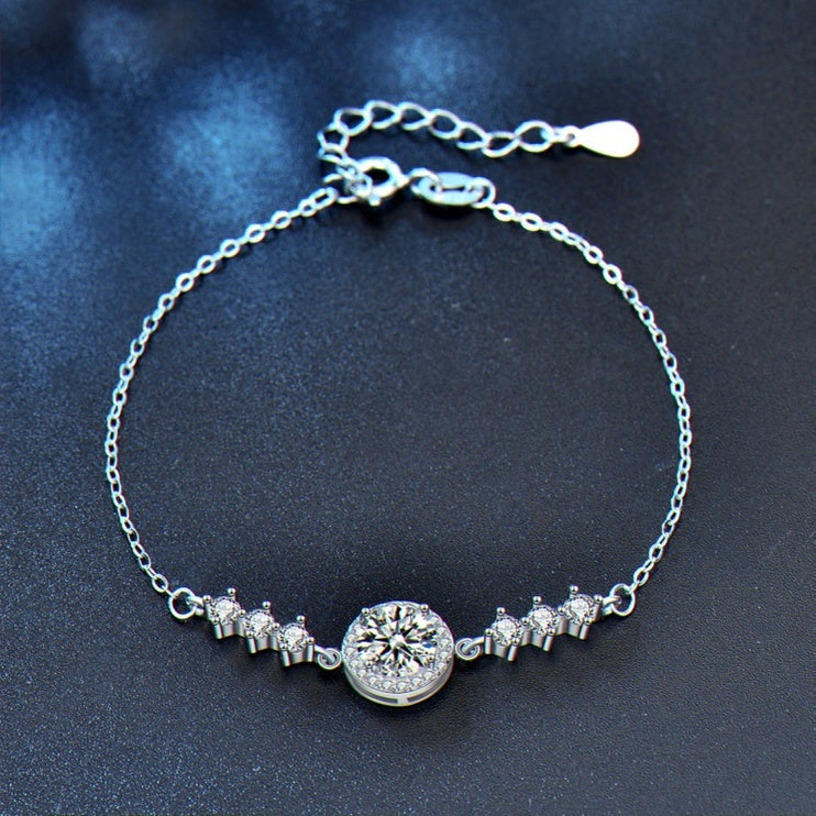 Kouchta — Bracelet Étoile, moissanite et pavé, argent 925, or blanc 18K