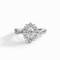 Kouchta — Solitaire ovale halo fleuri, moissanite 1 carat, argent 925 or blanc 18K