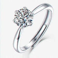 Kouchta — Solitaire six griffes classique, moissanite D, argent 925 ajustable