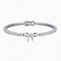 Kouchta Bracelet Nœud Papillon — Tennis Moissanites, Argent 925 Or Blanc 18K