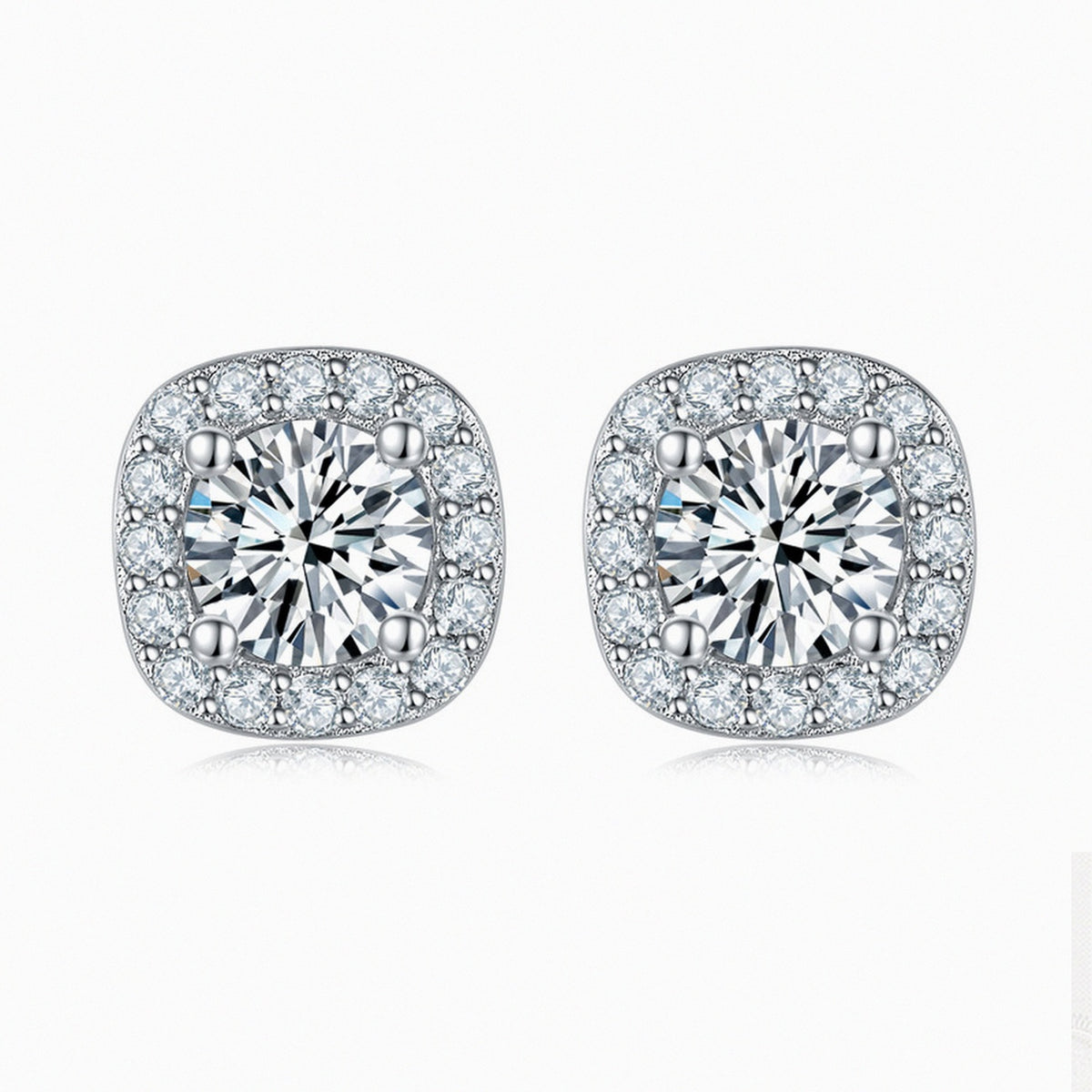 Puces coussin moissanite 0,5 ct la paire, argent 925